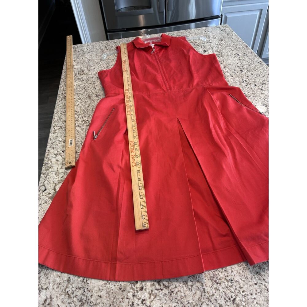 Armani Collezioni Red Stretch Cotton Sleeveless Midi Dress Size 12 - Picture 8 of 9